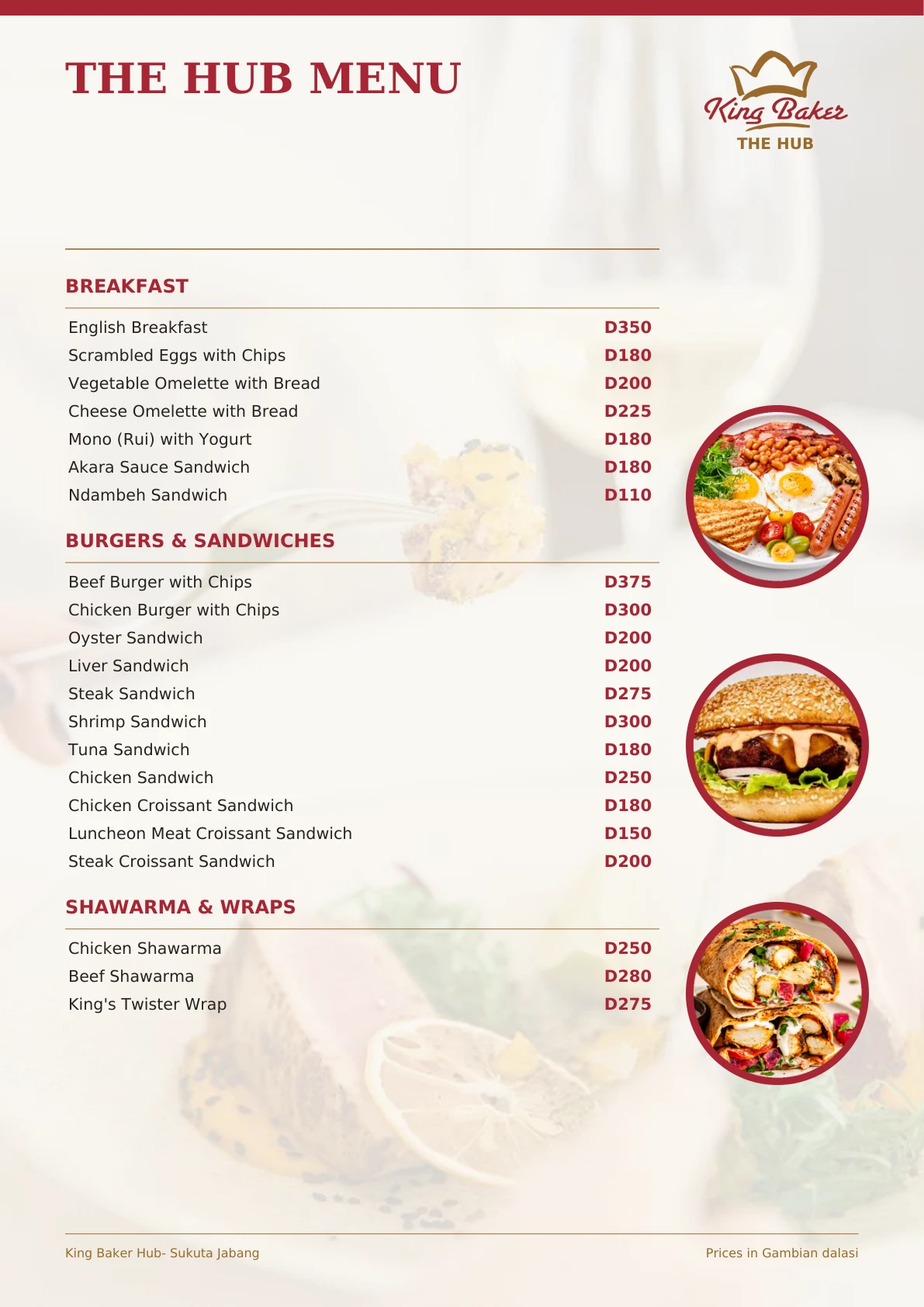 Hub menu page 1